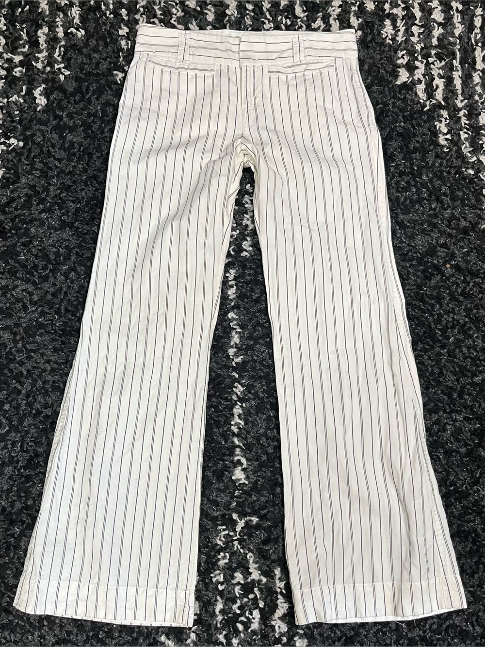 Y2K Old Navy Striped Flare Trousers Mid Rise Pinstripe Pants 2000s Size 6